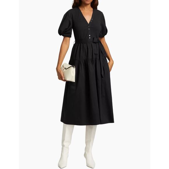 Derek Lam 10 Crosby Womens Natalia Mixed Media Dress Black Size Large NWT $375